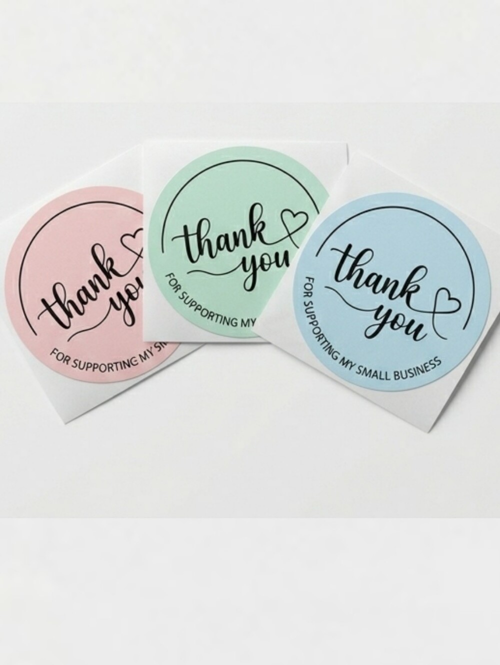 3/$15 50 Pcs Pastel Thank You Stickers Pink Mint Blue Small Business Packaging